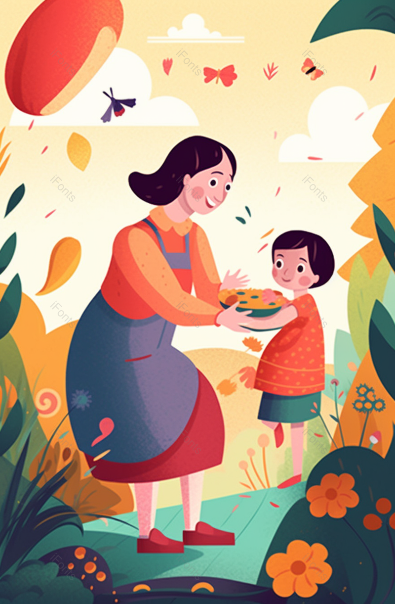 可爱卡通母亲节插画背景海报,插画/手绘图,插画/手绘图库,插画/手绘图下载,插画/手绘